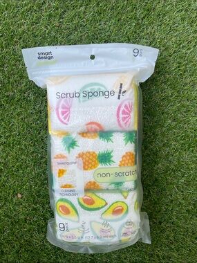 Smart Design Pineapple & Avocado Scrub Sponge Set - White & Yellow
